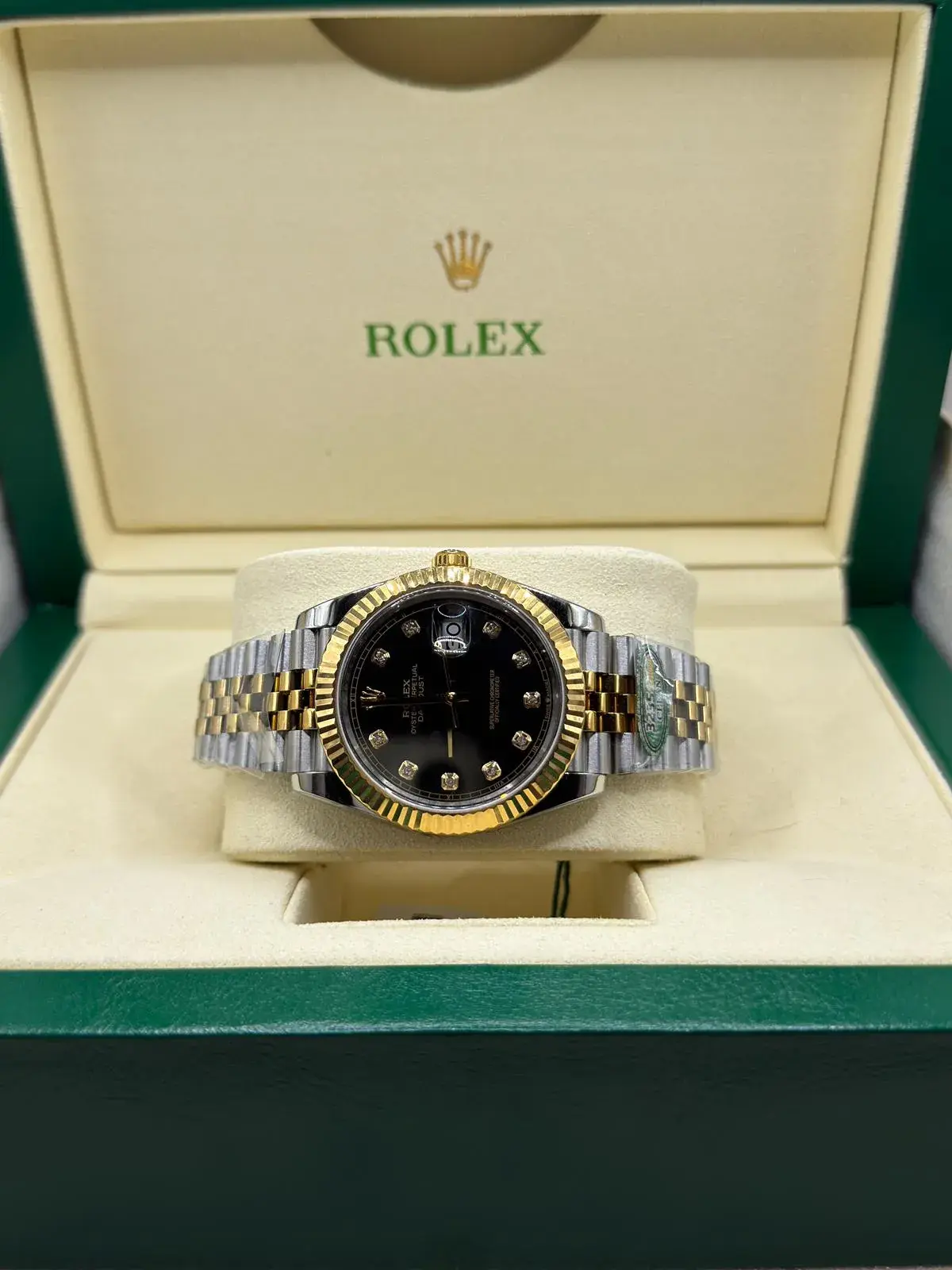 Rolex Datejust 41 · Bicolor, zwart diamant