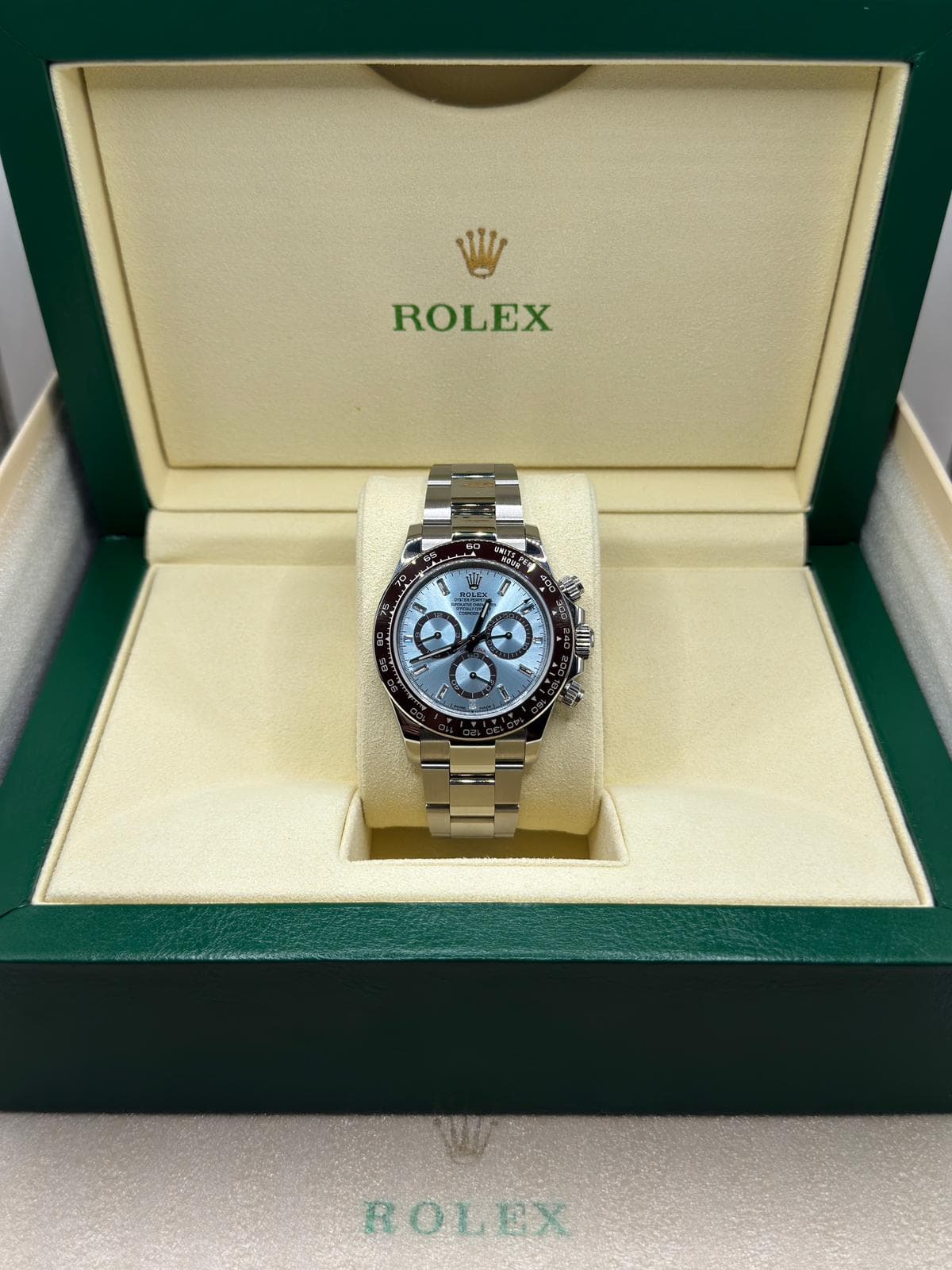 Rolex Daytona Platinum Ice Blue Baguette