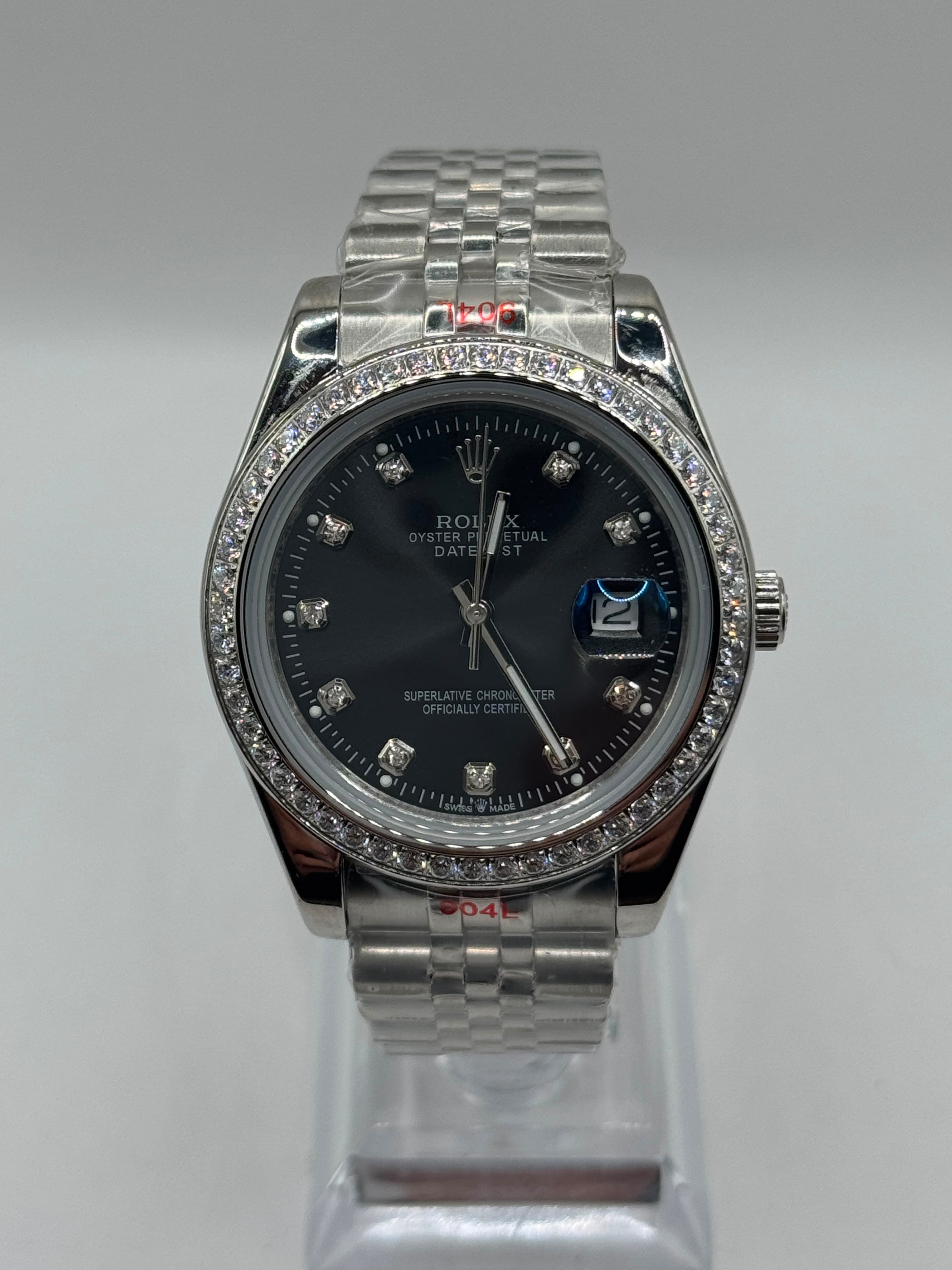 Datejust 41 · Zwart, diamanten bezel