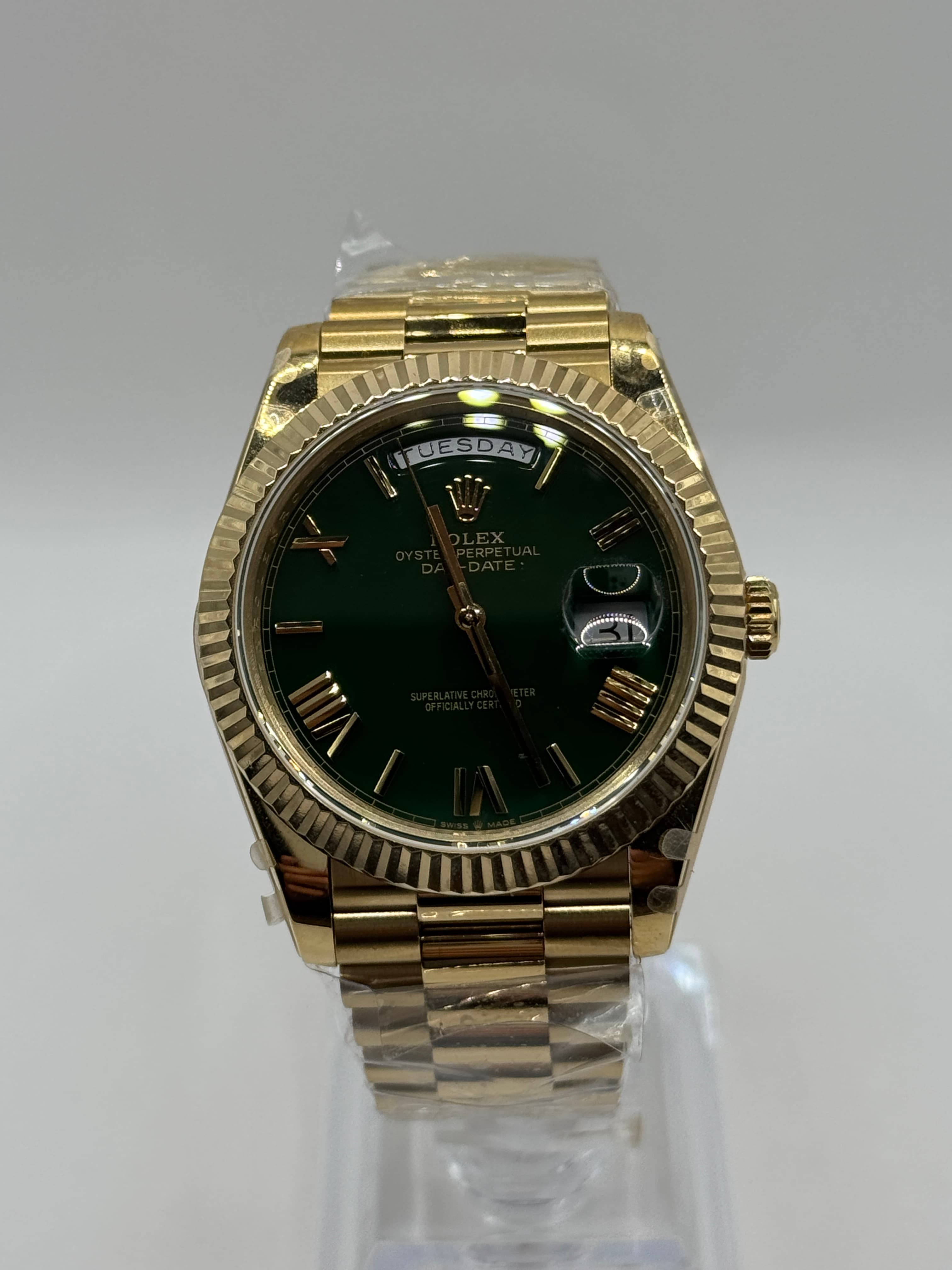 Rolex Daydate 40mm geelgoud green dial